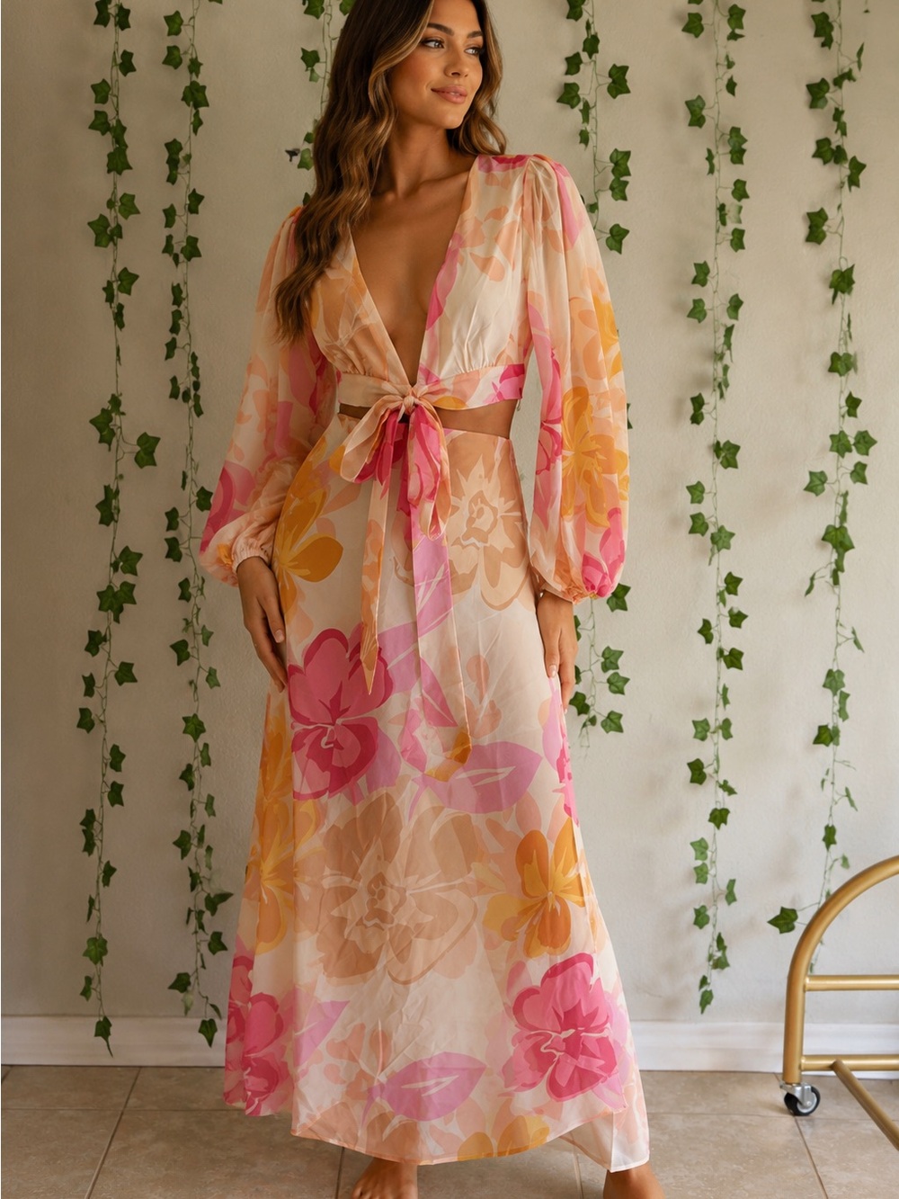 Mika & Gala Pink Floral Two Piece Set NWT